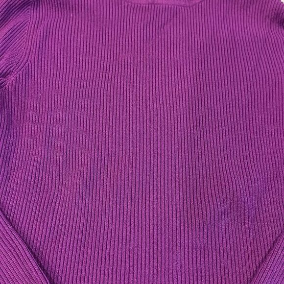 Worthington Women’s Purple Ribbed Mock Turtleneck Long-sleeve Top - Picture 4 of 7